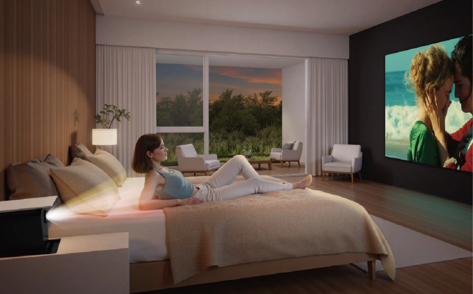 Bedroom — Projection and mirrors hidden in furniture